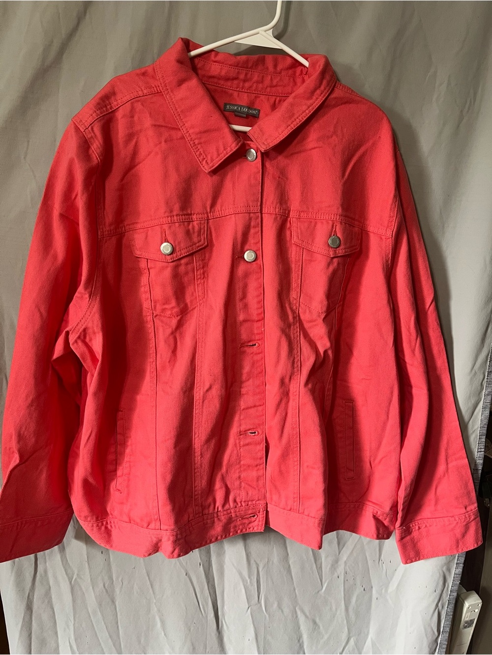 Coral Pink Cotton Jacket - Women's Lightweight Coat 30w